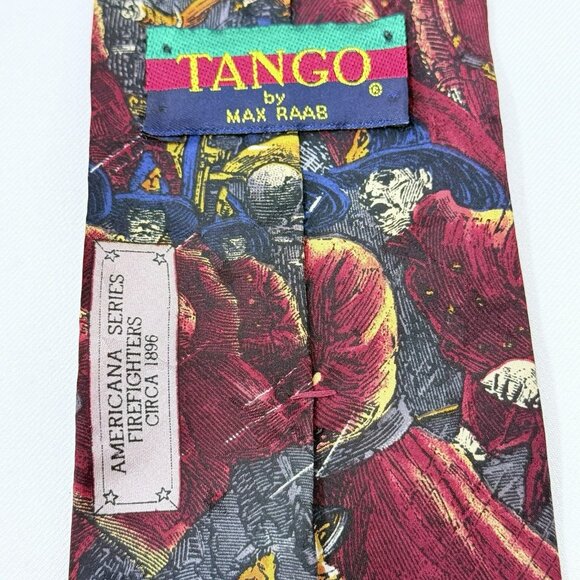 Vintage Tango Max Raab Tie Silk Americana Firefighters 1896 Firemen Necktie USA - Picture 5 of 12
